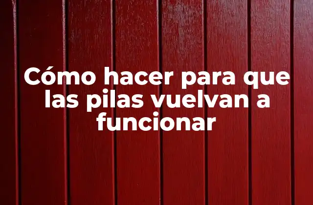 Cómo Hacer para que las Pilas Vuelvan a Funcionar