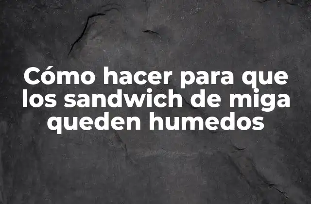 Cómo Hacer para que los Sandwich de Miga Queden Humedos