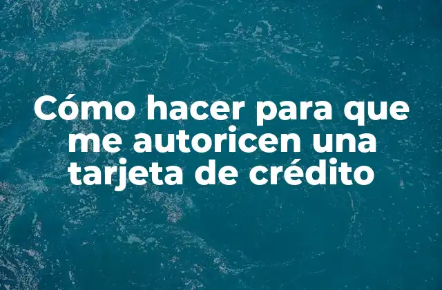 Cómo Hacer para que Me Autoricen una Tarjeta de Crédito