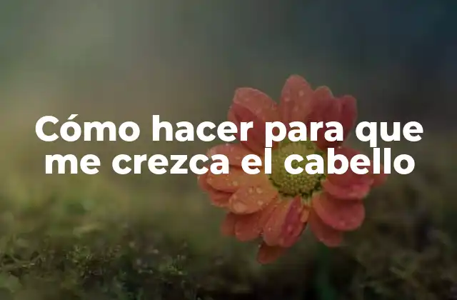 Cómo Hacer para que Me Crezca el Cabello