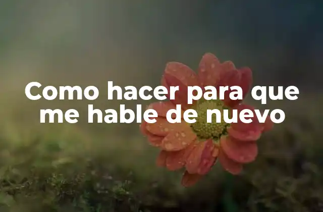 Como Hacer para que Me Hable de Nuevo