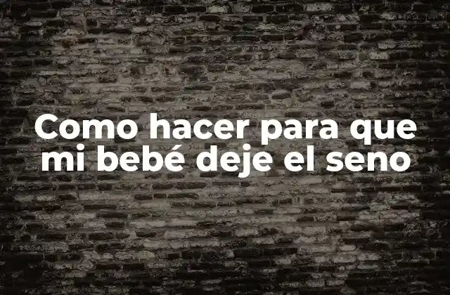 Como Hacer para que Mi Bebé Deje el Seno