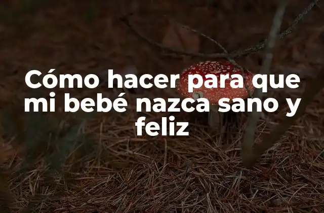 Cómo Hacer para que Mi Bebé Nazca Sano y Feliz