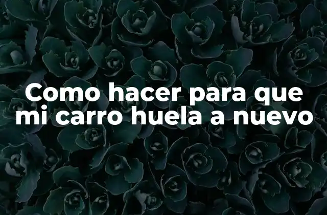 Como Hacer para que Mi Carro Huela a Nuevo