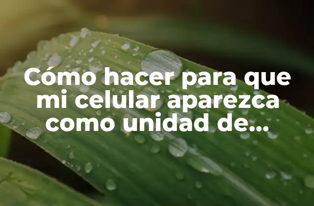 Cómo Hacer para que Mi Celular Aparezca como Unidad de Almacenamiento