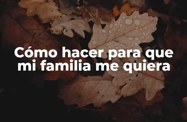 Cómo Hacer para que Mi Familia Me Quiera