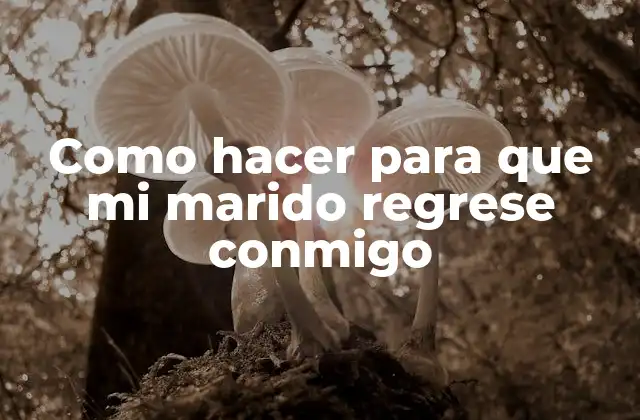 Como Hacer para que Mi Marido Regrese Conmigo