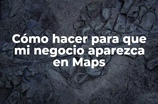 Cómo Hacer para que Mi Negocio Aparezca en Maps