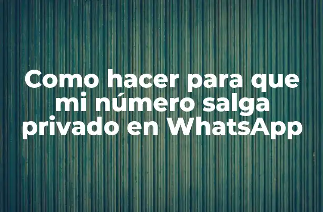 Como Hacer para que Mi Número Salga Privado en Whatsapp
