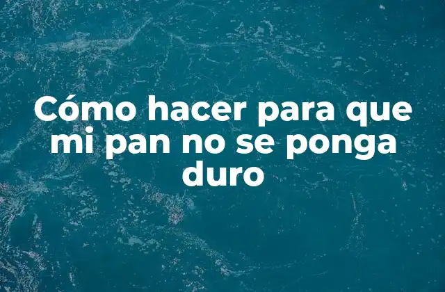 Cómo Hacer para que Mi Pan No Se Ponga Duro