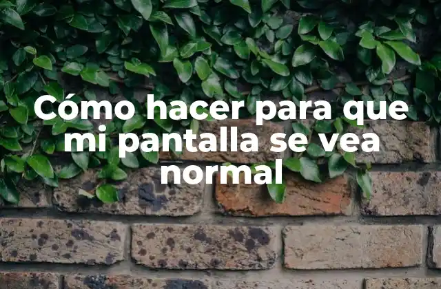 Cómo Hacer para que Mi Pantalla Se Vea Normal