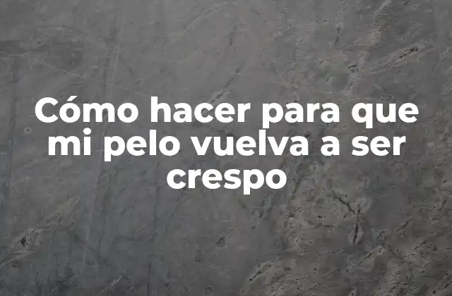 Cómo Hacer para que Mi Pelo Vuelva a Ser Crespo 2 ¿Qué es un cabello crespo y cómo se restaura?