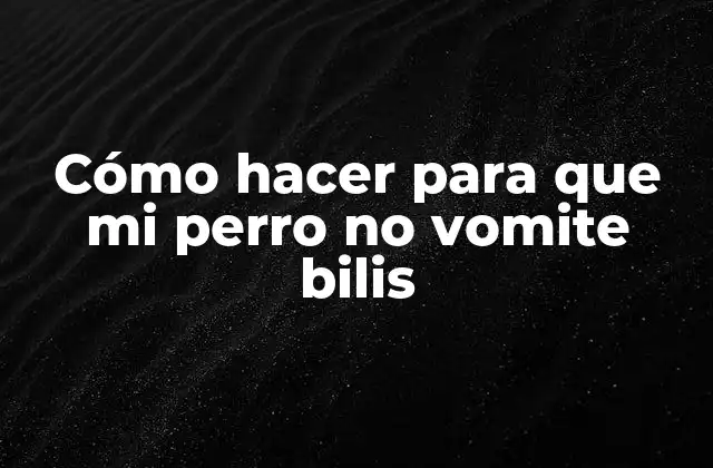 Cómo Hacer para que Mi Perro No Vomite Bilis