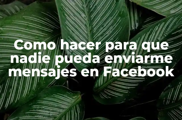 Como Hacer para que Nadie Pueda Enviarme Mensajes en Facebook