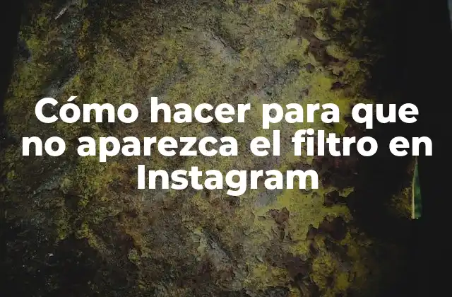 Cómo Hacer para que No Aparezca el Filtro en Instagram