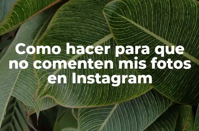 Como Hacer para que No Comenten Mis Fotos en Instagram