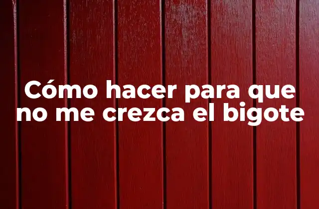 Cómo Hacer para que No Me Crezca el Bigote