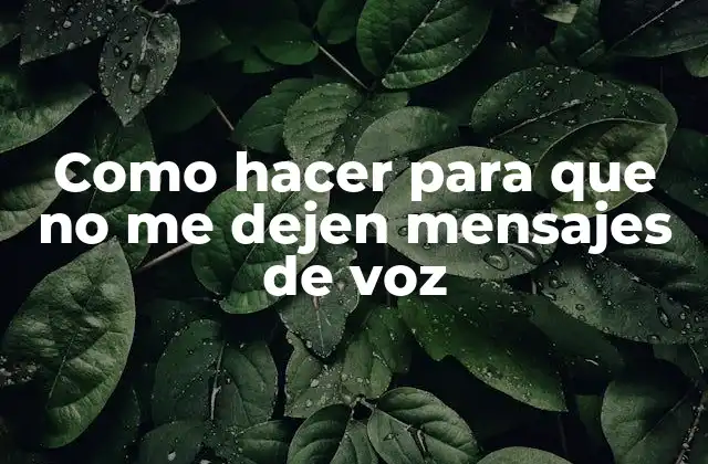 Como Hacer para que No Me Dejen Mensajes de Voz