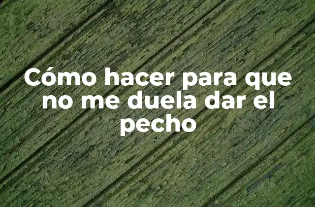 Cómo Hacer para que No Me Duela Dar el Pecho