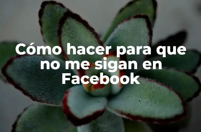 Cómo Hacer para que No Me Sigan en Facebook