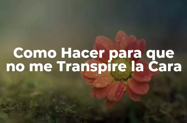 Como Hacer para que No Me Transpire la Cara