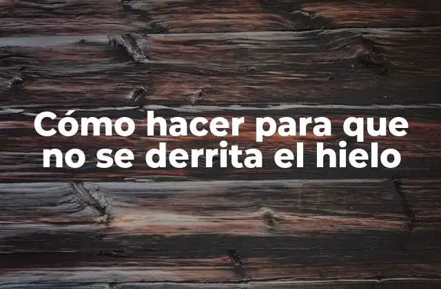 Cómo Hacer para que No Se Derrita el Hielo