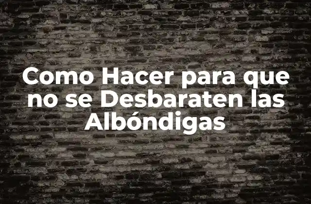 Como Hacer para que No Se Desbaraten las Albóndigas