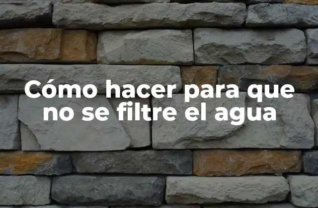 Cómo Hacer para que No Se Filtre el Agua