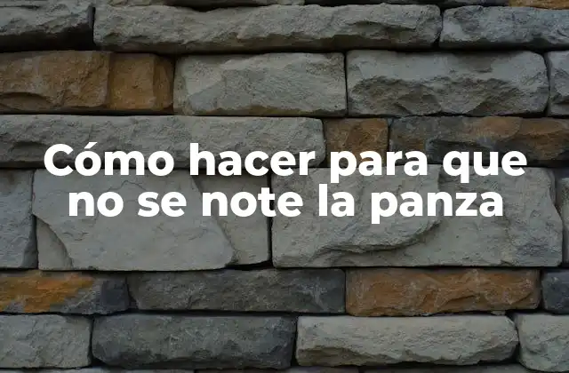 Cómo Hacer para que No Se Note la Panza