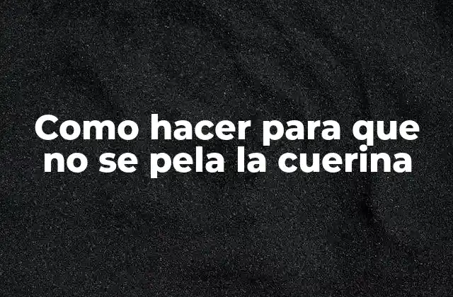 Como Hacer para que No Se Pela la Cuerina