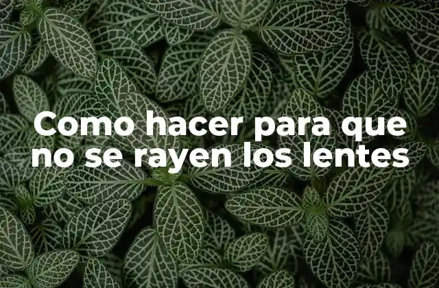 Como Hacer para que No Se Rayen los Lentes