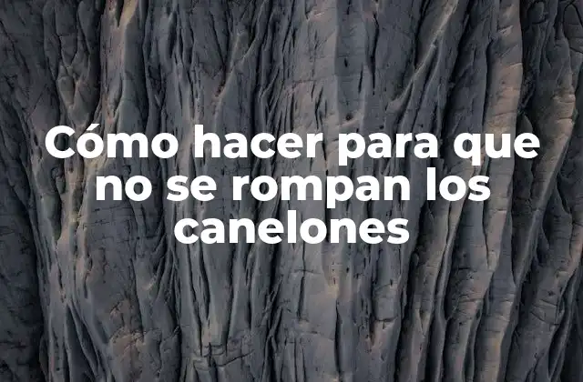 Cómo Hacer para que No Se Rompan los Canelones