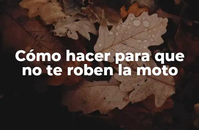Cómo Hacer para que No Te Roben la Moto