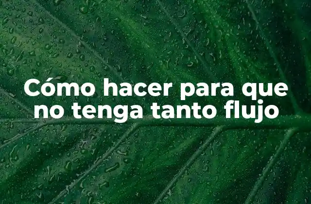 Cómo Hacer para que No Tenga Tanto Flujo