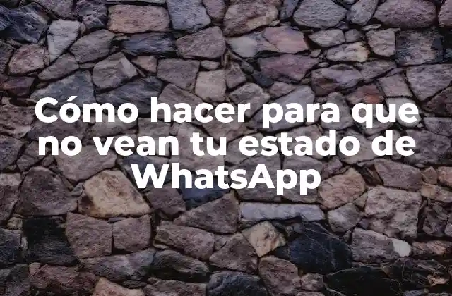 Cómo Hacer para que No Vean Tu Estado de Whatsapp