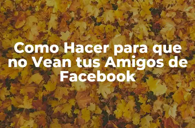 Como Hacer para que No Vean Tus Amigos de Facebook