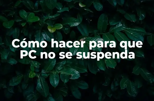 Cómo Hacer para que Pc No Se Suspenda