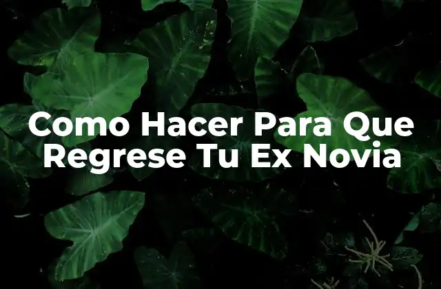 Como Hacer para que Regrese Tu Ex Novia