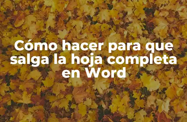 Cómo Hacer para que Salga la Hoja Completa en Word 2 Configuración de la página completa en Word