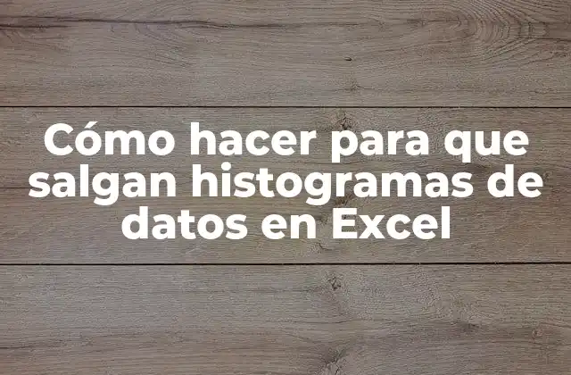 Cómo Hacer para que Salgan Histogramas de Datos en Excel