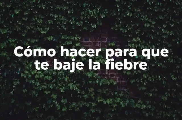 Cómo Hacer para que Te Baje la Fiebre
