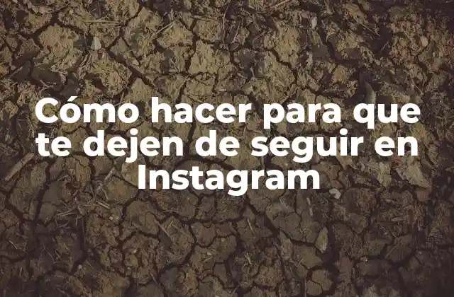 Cómo Hacer para que Te Dejen de Seguir en Instagram