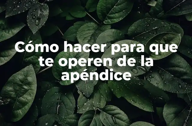 Cómo Hacer para que Te Operen de la Apéndice