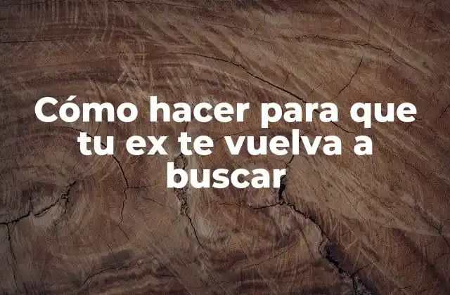 Cómo Hacer para que Tu Ex Te Vuelva a Buscar