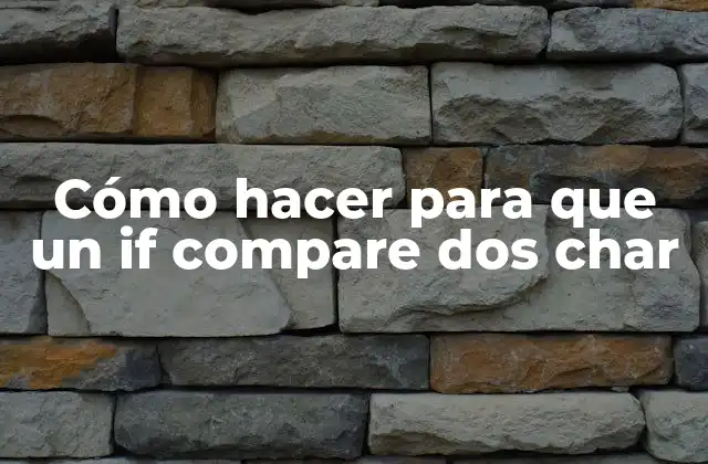 Cómo Hacer para que un If Compare Dos Char