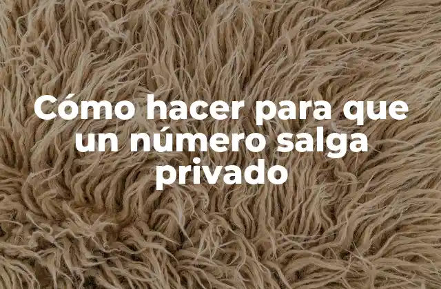 Cómo Hacer para que un Número Salga Privado