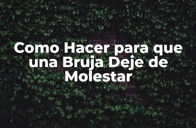 Como Hacer para que una Bruja Deje de Molestar