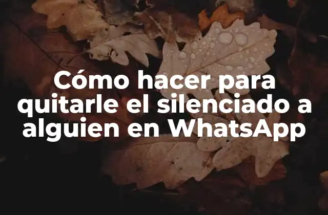 Cómo Hacer para Quitarle el Silenciado a Alguien en Whatsapp