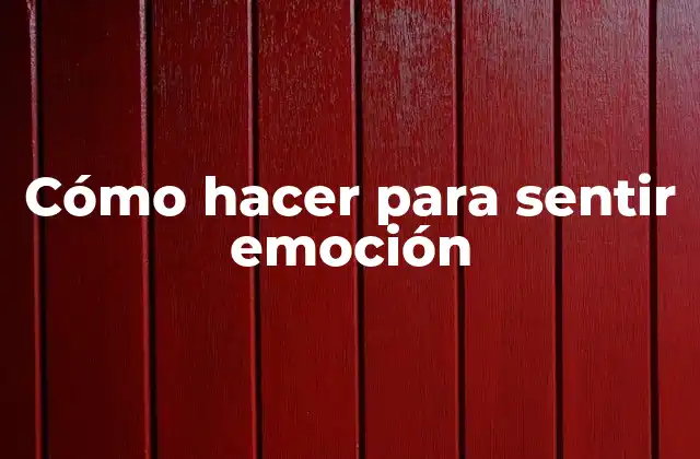 Cómo Hacer para Sentir Emoción