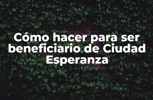 Cómo Hacer para Ser Beneficiario de Ciudad Esperanza